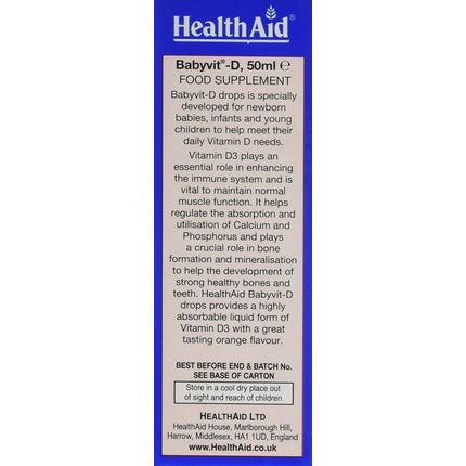 Picături vitamina D, HealthAid, Babyvit-D, 50ml