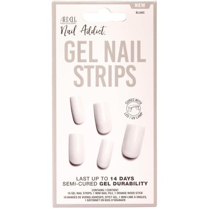Ardell Nail Addict Gel Nail Strips, Blanc, cu finisaj lucios și rezistență până la 14 zile