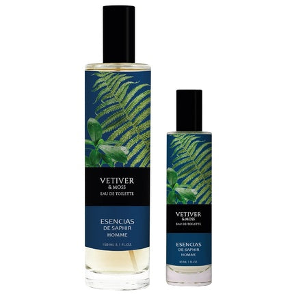 Set Parfum Parfums Saphir, Vetiver & Moss, 100ml + 30ml, cu design cu frunze verzi