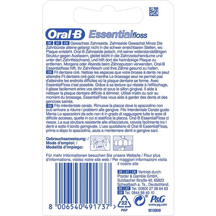 Zahnseide Oral-B Essentialfloss Mint Waxed, Alb-Verde, 50m