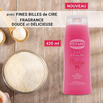 Gel de Duș Mekako Prestige 15plus cu Perle de Ceară Fină, 420ml