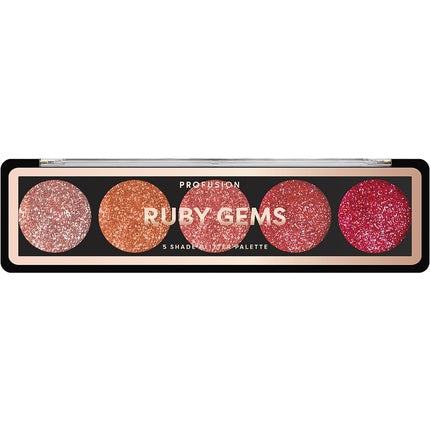 Paleta farduri pentru ochi, Profusion Cosmetics, Ruby Gems, 5 nuanțe glitter