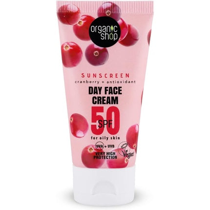 Cremă de față, Organic Shop, SPF 50, ten gras, 50ml
