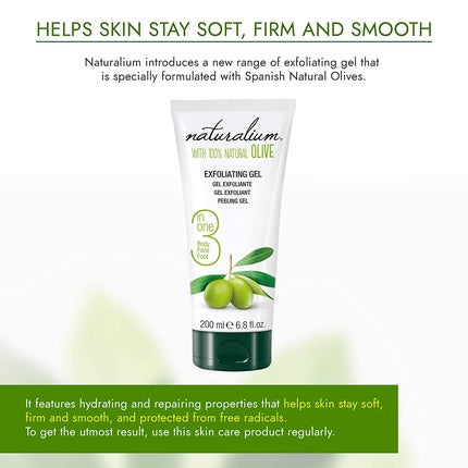 Gel de Curățare Exfoliant, Naturalium, Oliva 100%, 200ml, Verde