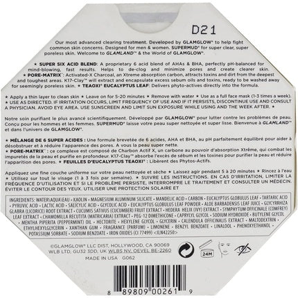 Glamglow Supermud Clearing Treatment, Tratament facial pentru ten cu probleme, 50 g