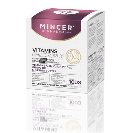 Cremă de noapte, Mincer Pharma, Vitamins Philosophy, cu ulei de struguri, 50ml