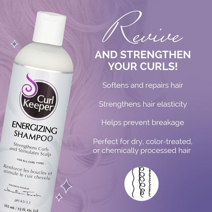 Șampon Curl Keeper Daily Energizing pentru Păr Curbat, 12 Fl Oz, Fără Sulfați