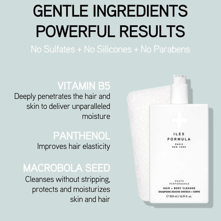 Gel de duș Iles Formula Hair + Body Cleanse 500ml, alb