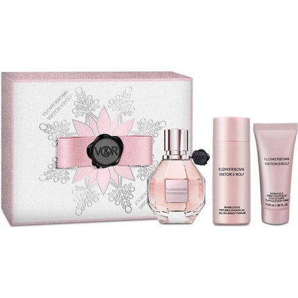 Set cadou parfum Viktor & Rolf Flowerbomb, 30ml EDP + 50ml loțiune + 40ml gel de duș
