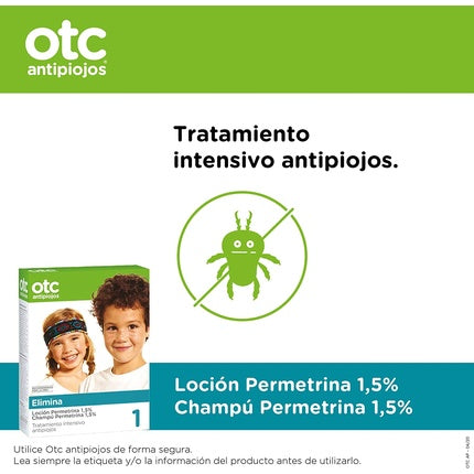 Loțiune și Șampon Permetrină, Otc Antipiojos, Alb-Verde