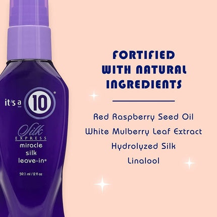 Spray de păr It's A 10 Miracle Silk Express Leave-In, violet, 59 ml