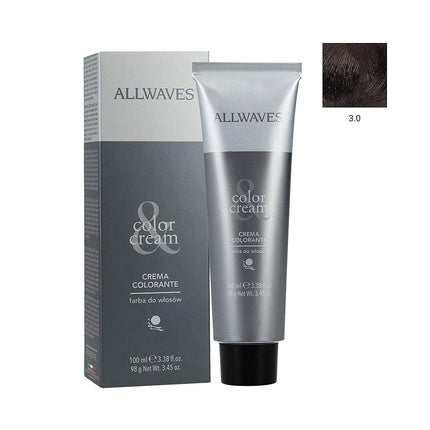 ALLWAVES Professional Cream Color, Vopsea de păr profesională, 3.0 Maro închis, 100ml