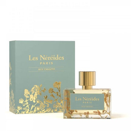 Eau de Parfum Les Nereides Paris Rue Paradis 1oz, ambalaj verde și auriu