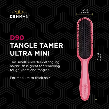 Perie De-detangling Denman D90 Mini Roz pentru Păr Umed și Uscat