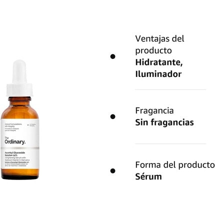 Serum Vitamina C, The Ordinary, Ascorbyl Glucoside Solution 12%, Soluție 30ml, ambalaj sticlă brună