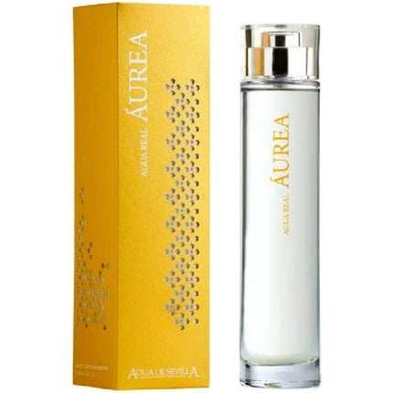 Agua de Sevilla Agua Real Aurea, Parfum feminin, Eau de Toilette, 100 ml, sticlă transparentă cu text auriu