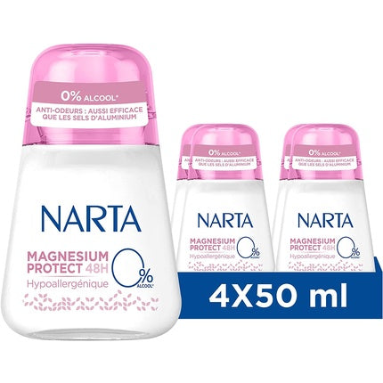 Narta Magnesium Protect Women's Deodorant, Anti-Perspirant, 48 Hour Protection, Pink Cap, Hypoallergenic