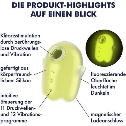Masajer electric, Satisfyer Glowing Ghost, 8.5cm, silicon, galben