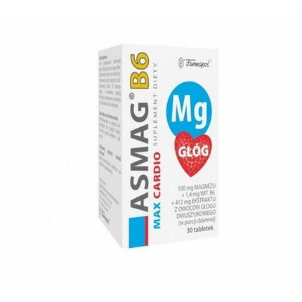 Asmag B6 Max Cardio, supliment dietetic cu magneziu și glog, 30 tablete