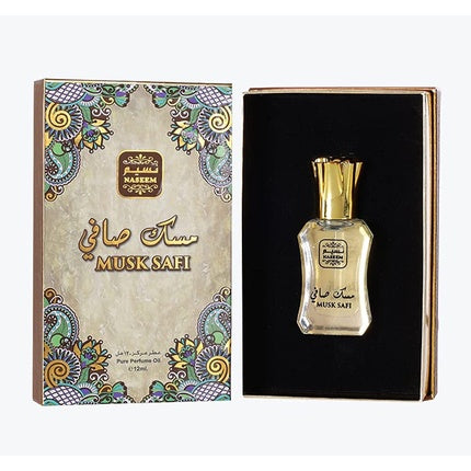Parfum Naseem Musk Safi, 12ml, sticlă transparentă, dop auriu