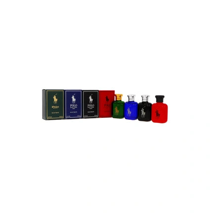 Set Parfum Ralph Lauren Polo Collection, Ape de toaletă, 4 x 15ml, Culoare Verde, Albastru, Roșu și Negru