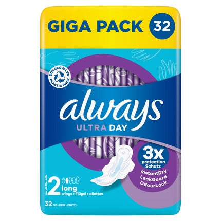 Protecție Menstruală Always Ultra Day Long cu Aripioare, 32 buc