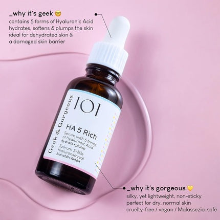 Serum, Geek & Gorgeous, HA 5 Rich, 30ml