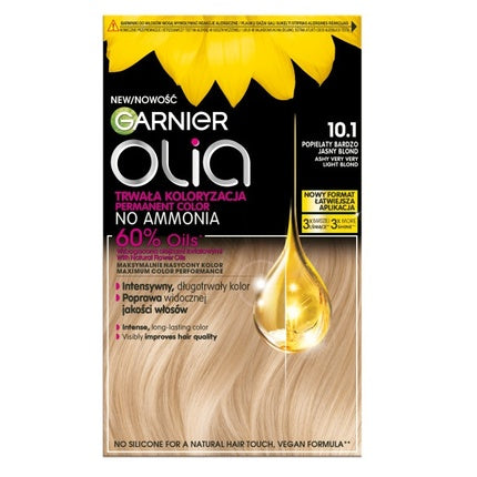 Garnier Olia 101 Ashy Very Light, Colorant pentru Păr, Fără Ammoniac, Ambalaj de 255 g