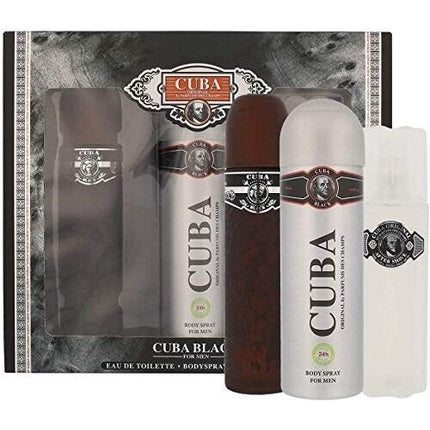Set Parfum Cuba Black Originals, Eau de Toilette 1ml, Deodorant Spray 200ml, After Shave Balm 100ml, Set Masculin