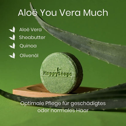 Șampon Solid, Happysoaps, Aloë You Vera Much, verde