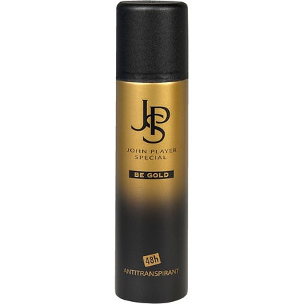 John Player Special JPS BE Gold Antiperspirant Deodorant Spray, 140 g, negru și auriu