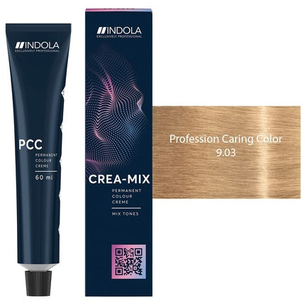 Vopsea de păr Indola Profession Caring Color 9.03, cremă permanentă, 60 ml, blond deschis platinat