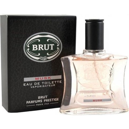 Brut Brut Musk Eau De Toilette, Parfum Masculin, 100 ml, sticlă transparentă cu lichid rozaliu