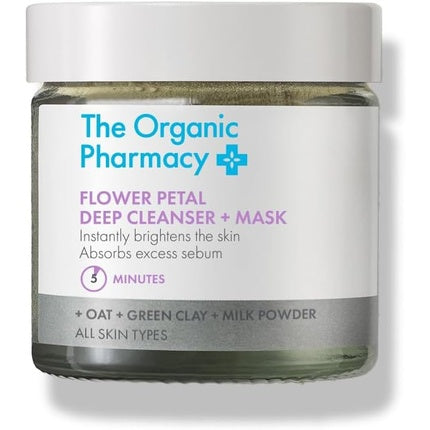 Cremă de curățare și mască, The Organic Pharmacy, Flower Petal Deep Cleanser + Mask, 40g
