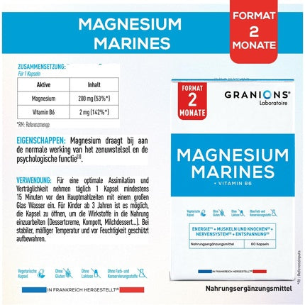 Granions Magnesiu Marin, Vitamina B6, Capsule, 60 buc