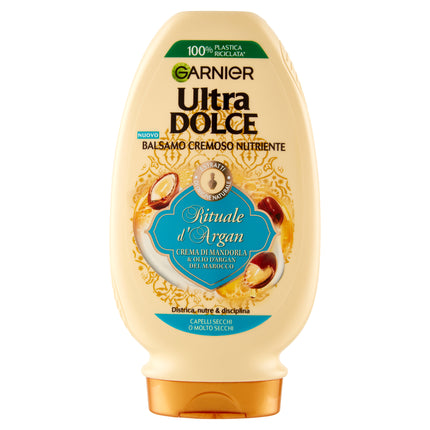 Balsam de păr Garnier Ultra Dolce cu migdale și ulei de argan pentru păr foarte uscat, 200 ml