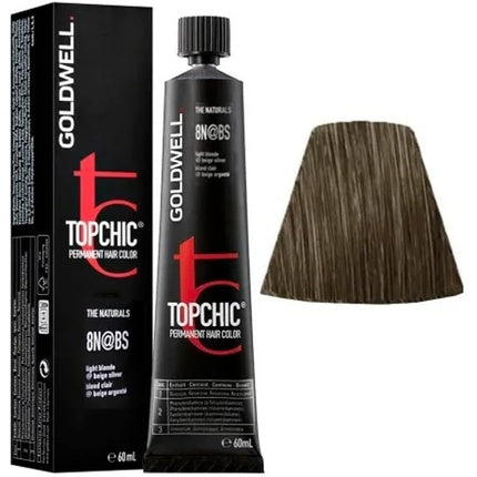 Vopsea Păr Permanentă Goldwell Topchic The Naturals 8N@BS Light Blonde Beige Silver, 60ml