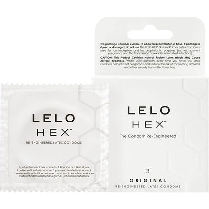 Prezervative Lelo HEX Original, ultra subțiri, 3 bucăți