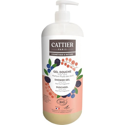 Gel de duș Cattier fără sulfat, aromă de fructe de pădure, 1L, ambalaj cu pompă