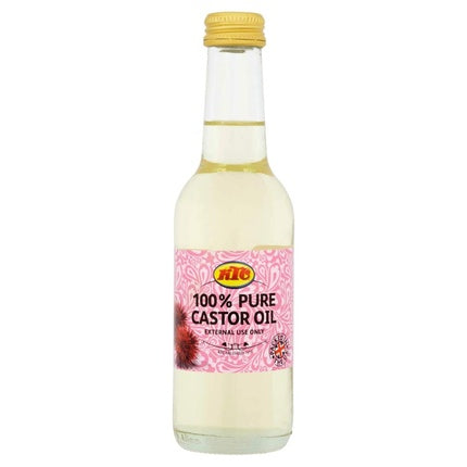 Ulei Corporal KTC Pure Castor Oil 250ml, sticlă transparentă, capac auriu