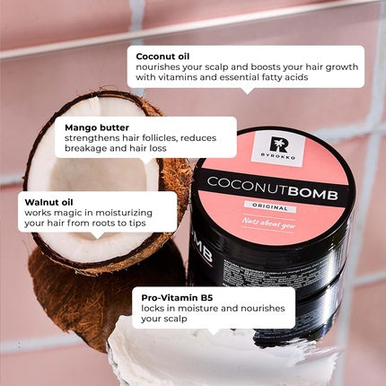 Masca de păr, Byrokko, Coconut Bomb, 180g, roz