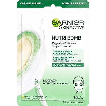 Masca de Fata, Garnier, Nutri Bomb, cu Lapte de Migdale si Acid Hialuronic, 28g