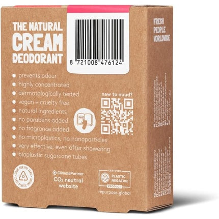 Deodorant cremă Nuud, natural vegan, 40g, ambalaj reciclat, roz