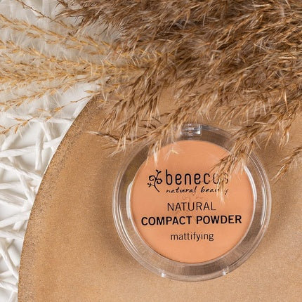Pudră Compactă Mattifiantă Benecos - Culoare Sand, 9g