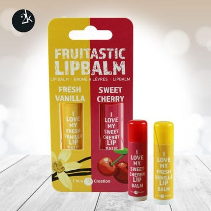 Balsam de buze, 2k Beauty, Fresh Vanilla și Sweet Cherry, roșu și galben
