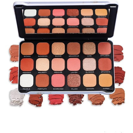 Paletă de farduri pentru ochi Makeup Revolution Forever Flawless Decadent, 18 nuanțe, tonuri nude și aurii