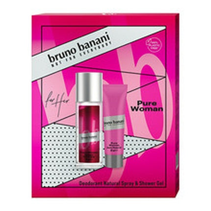 Set Cadou Deodorant și Gel de Duș Bruno Banani Pure Woman, 75ml + 50ml, Culoare Roz