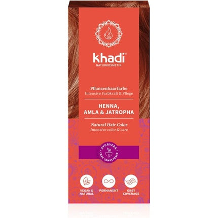 Vopsea de păr vegetală, Khadi, Henna Amla Jatropha, 100g
