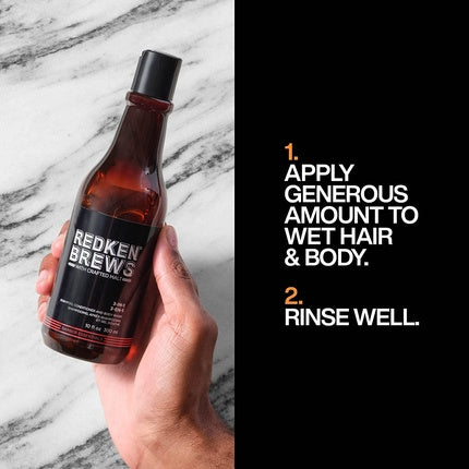 Șampon, Redken, Brews 3-In-1, maro, 1000ml