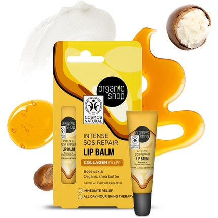 Balsam de buze, Organic Shop, 10 ml, colagen si ceara de albine